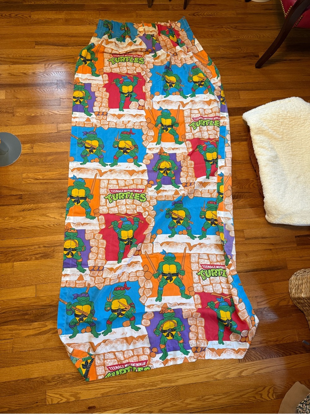 Vintage 80s Teenage Mutant Ninja Turtles Curtain, 1988 Fabric TMNT 39x80